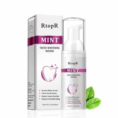 China For Home Use RtopR Natural Herbal Vegan Stain Remover Gums Repairing Mint Favor Teeth Whitening Foam for sale