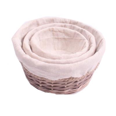 China Round Cheap Viable Mini Gift Wicker Storage Basket Willow Basket Wood Chip Basket with Scratch Set of 3 for sale