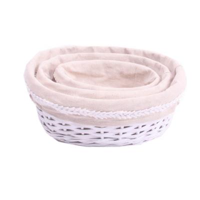 China Mini Gift Wicker Storage Basket Oval Cheap Viable Willow Basket Wood Chip Basket with Scratch Set of 3 for sale