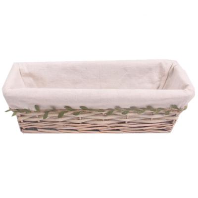 China Small Wicker Willow Bread Basket Viable Cheap Rectangle Storage Basket With Liner for sale