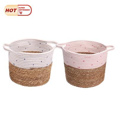 China Straw Storage Decorative Straw Baskets promotional viable cesta de palha for sale