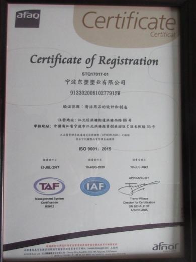 ISO9001 - Ningbo Dongsu Plastic Industry Co., Ltd.