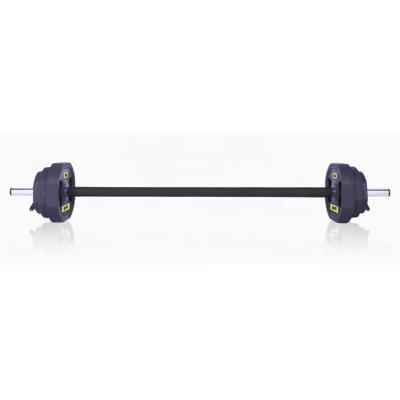 China Commercial Use PARAGON FITNESS Eco TPU 20KG Barbell Set Barbell Weight Plate Dumbbell Set for sale