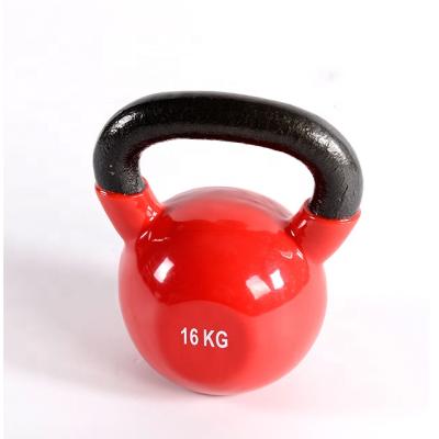 China Custom Home Use PARAGON FITNESS Home Gym Logo Cross Fit Colored Vinyl Coated Rubber Kettlebell Cast for sale