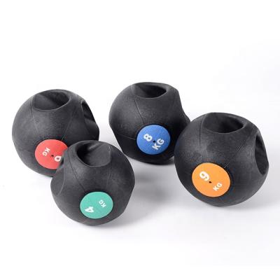 China PHYSICAL FITNESS PARAGON Exercises Double Workout Full Weight Exercise Fitness Grip Rubber Medicine Ball With Two Handles for sale