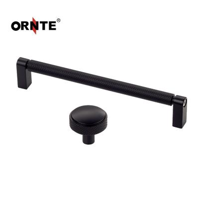 China ORNTE Minimalist 320mm 160mm Long Black Knurled Cabinet Pulls Furniture Wardrobe Metal Decoration Kitchen Handles for sale