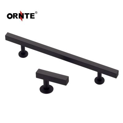 China ORNTE Modern Nordic Long Cabinet Drawer Handles Modern Simple Black Aluminum Wardrobe Cupboard Door Handles for sale