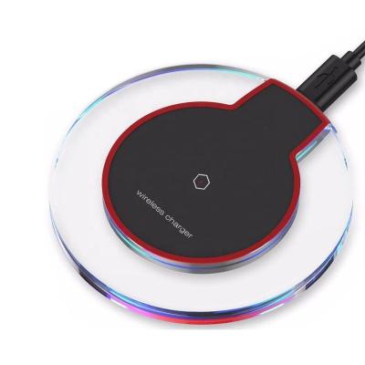 China Universal Speed ​​K9 Crystal Qi Wireless Charger With LED Light Mobile Phone Radio Fast Charging for sale