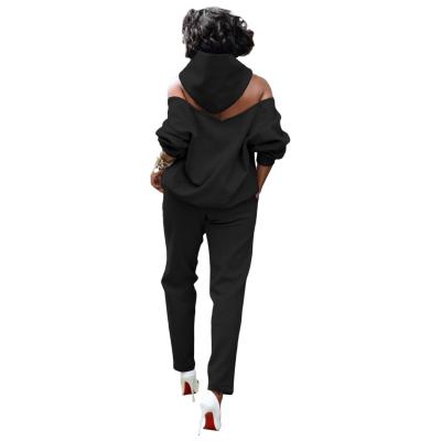 China Casual Sweater Suit Women Anti-pilling Long Sleeve Backless Zipper Suit Hoodie Long Sleeve Suit for sale