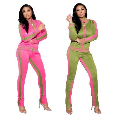 China Green knitted two-piece set 2021 new arrival breathable casual wear sports suit pants team summer for women for sale