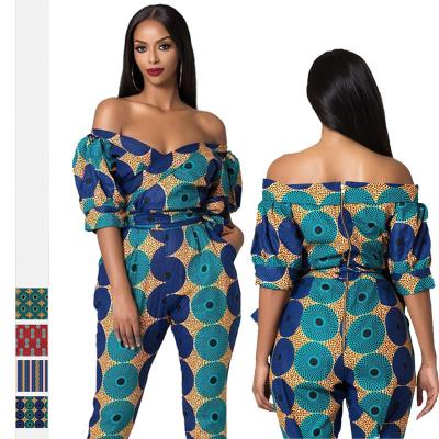 China African one piece women's short sleeve print pattern overalls rompers women's jumpsuit rompers and jumpsuit rompers for sale