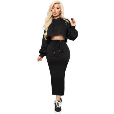 China Bodycon Bodycon Two Piece Set New Design Two Piece Outfits Set Hoodie Two Piece Dress for sale