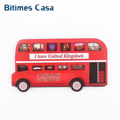 China Creative Wooden Fridge Magnets UK England London Routemaster 3D People For Travel Home Souvenir Decoration Magnetic Sticker for sale