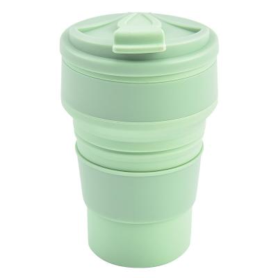 China Disposable Sporty Portable Heat Resistant BPA Free Silicone Water Coffee Mug Cup With Lid For Camping Vacation Increasing Travel for sale