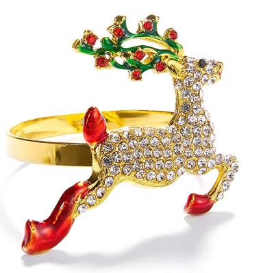 China Dazzle Rhinestone Deer Towel Ring For Christmas Decoration Dinning Sustainable Table Setiing for sale