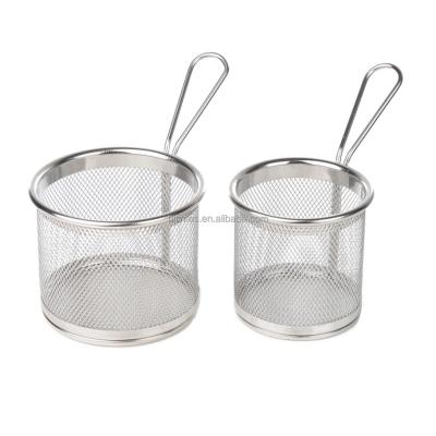 China Food Serving Stainless Steel Kitchen Mini Deep Frying Basket For Heavy Duty Food-Grading French Fries Chips And Chicken Nuggets for sale