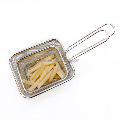 China Durable Heavy Duty Stainless Steel Mini Deep Frying Mesh Basket for French Fries Chip Chicken Nuggets for sale