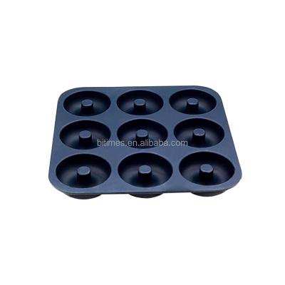 China Silicone 9 Cavity Natural Silicone Doughnuts Pan Cake Mold For Home Sustainable Hot Selling Non-Stick BPA Free Baking for sale