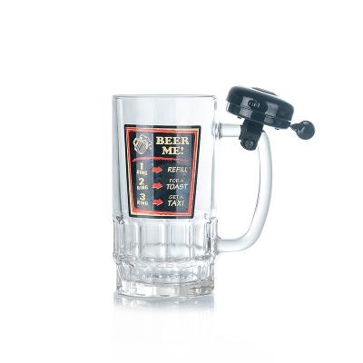 China Modern Heavy Duty Beer I Beer Wine Drinking Game Glass Mug With Ring Bell For Party Wedding for sale