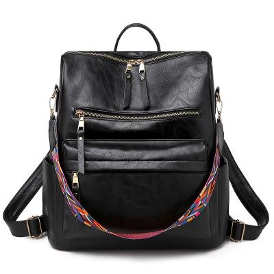 China Wholesale Fashion Hot Selling Girls PU Large Capacity Laptop Backpack Traveling Leather Zippered Bag For Women Backpack for sale