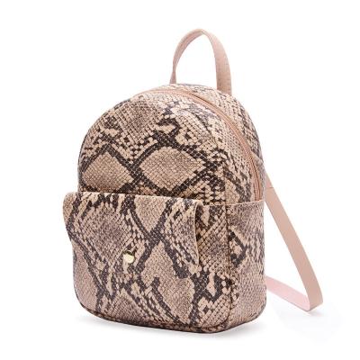 China 2021 Pocket Ladies Mini Backpack Pu Leather Snake Pattern Front Cross - Body Backpack Woman Small Bag Teenage Girls Backpack for sale