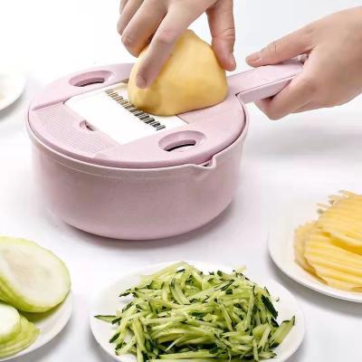 China Viable Hot Amazon 12 in 1 Multifunctional Chopper Vegetable Cutter With Drain Basket Fruit Vegetable Slicer Accessories Kitchen Tools for sale