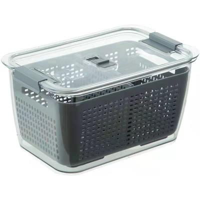 China Storage Box Viable Set Basket Drainage Crisper Food Container With Lid Kitchen Accessories Refrigerator Fruit And Vegetable Crisper for sale