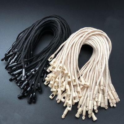 China Custom Plastic String Viable Hang Tag Wax Rope Loop Pin Strings For Clothing Garment Tag Seal for sale