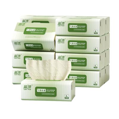 China Soft Embossing Paper Pulp Bamboo Air Pack Cushion Flower Facial Tissue In Custom Make for sale