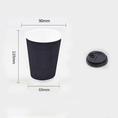 China 12oz 400ml Disposable Black Paper Tea Chinese Coffee Cups With Lid Black Wholesale for sale