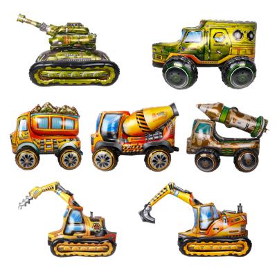 China New Set 3D Fun Series Car Stereo Aluminum Foil Balloon Tank Dirt Truck Excavator Modeling Toy Balloon for sale