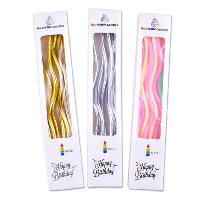 China Paraffin Hotsales Wholesale Spiral Curve Colorful Candles Party Birthday Party Decorations Supply for sale