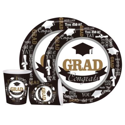 China 2022 Tableware Amazon New Graduation Season Party Paper Cups Paper Plates Paper Napkins Kids Party Adult Decorations for sale