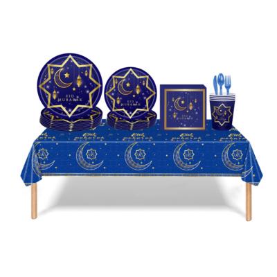 China Eid Table Decoration Eid Ramadan Party Supplies Islamic Party Supplies Dinner Dishes Package Cups Cutlery Disposable Tableware Set for sale