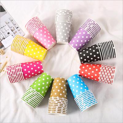 China Wholesale 9oz Disposable Tableware Birthday Party Color Dot Paper Cup 250ml Dot Paper Cup Party Craft Supplies Stain for sale