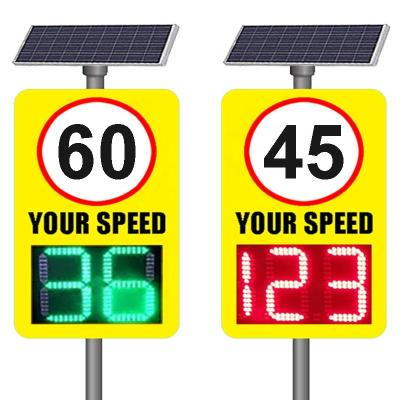 China Solar Power Radar Detector Radar Traffic Control Flashing Speed ​​Limit Signs Outdoor LED Warning Board 45CM*35CM for sale