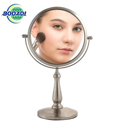 China Factory Wholesale Lighted Makeup Mirror Dressing Table Double Side 10X Magnifying Round Vanity Makeup Mirror With 360 Degree Rotation for sale