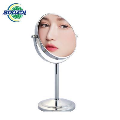 China New 5x Magnifying Double Sides Magnifying HD Vanity Makeup Dressing Table Round Cosmetic Mirror With Stand for sale