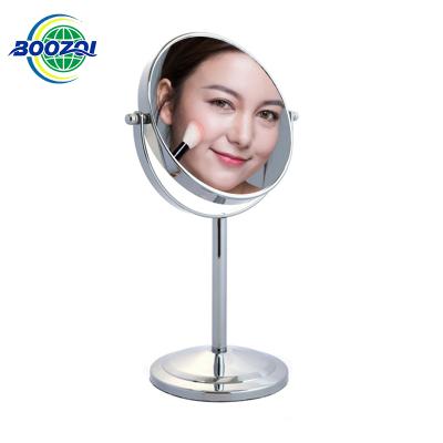 China Professional Double Side Magnifying 6X Round Design Makeup Mirror Standing Up Vanity Mirror Table Cosmetic Makeup Mirror for sale