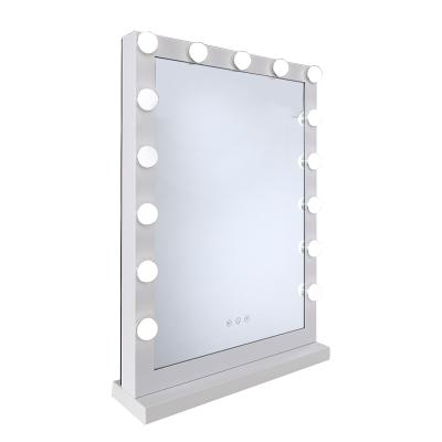 China Dimmable 15 Hollywood LED Light Bulbs Budget Contemporary Tricolor White Framed Mirror Vanity USB Port USB Port Factory Direct Makeup for sale