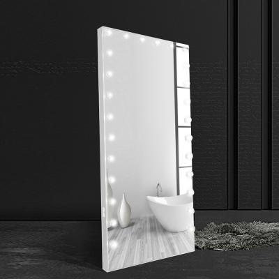 China Full Hollywood Dressing Magnifying Mirror Led 26 Light Bulbs Large Height Floor Vanity Makeup With Wall Mounted Mirror for sale