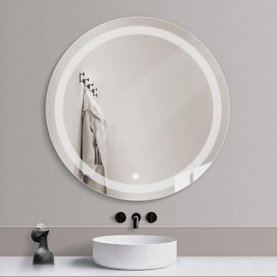 China Illuminated Wall Mounted Round Light Hotel Fill Luxury Bathroom Mirror for sale