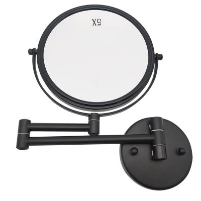 China Hot Two Sides 5X Bathroom Decoration 360 Degree Rotate Shape Two Rotate Black Color Bathroom Mirror Bathroom Hotel for sale