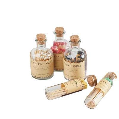 China New Custom Colored Birthdays Match Sticks In Jar Glass Bottle Matches Wooden Matches In Color Matching Bottle Candle for sale