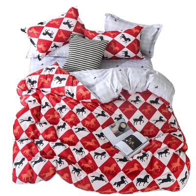 China Modern 100% Polyester Bedding Set Flat Sheet Set With Cartoon Horse Print for sale