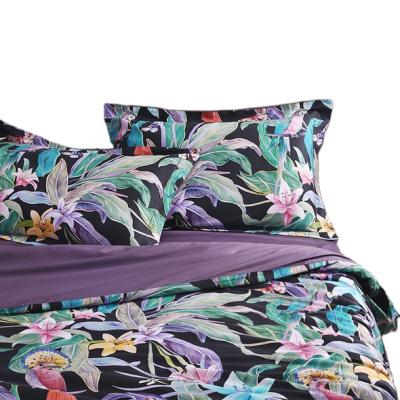 China Hot Sale 100% Cotton Duvet Cover Set 4pc Luxury Bedding Sets Nondisposable Purple Flower Designs for sale