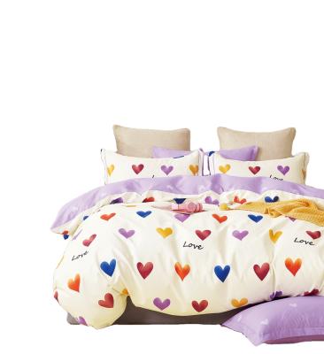 China Nondisposable Hot Selling Amazon Heart 4pcs Leopard Pattern Print Duvet Cover Set Queen Size Luxury Bedding Set for sale