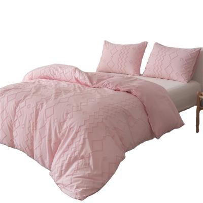 China Nondisposable New Design Pure Color Dyed Cut 100% Polyester Jacquard Duvet Set for sale