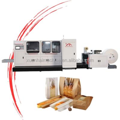 China flat V bottom bag paper crafts baked goods paper bag making machine with Windows for sale