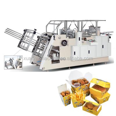 China Xuanhai Automatic Fast Food Box Making Machine for Hamburger Lunch Carton Box Paper Box Forming Machine 100-450mm Max 1.5mm for sale